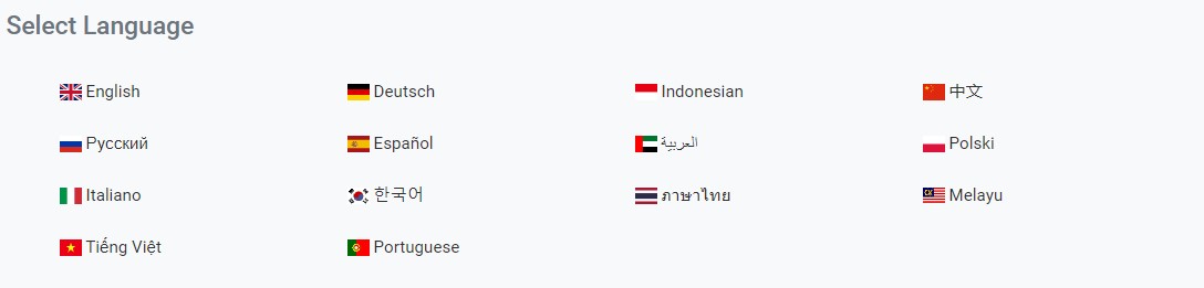tickmill dil seçimi
